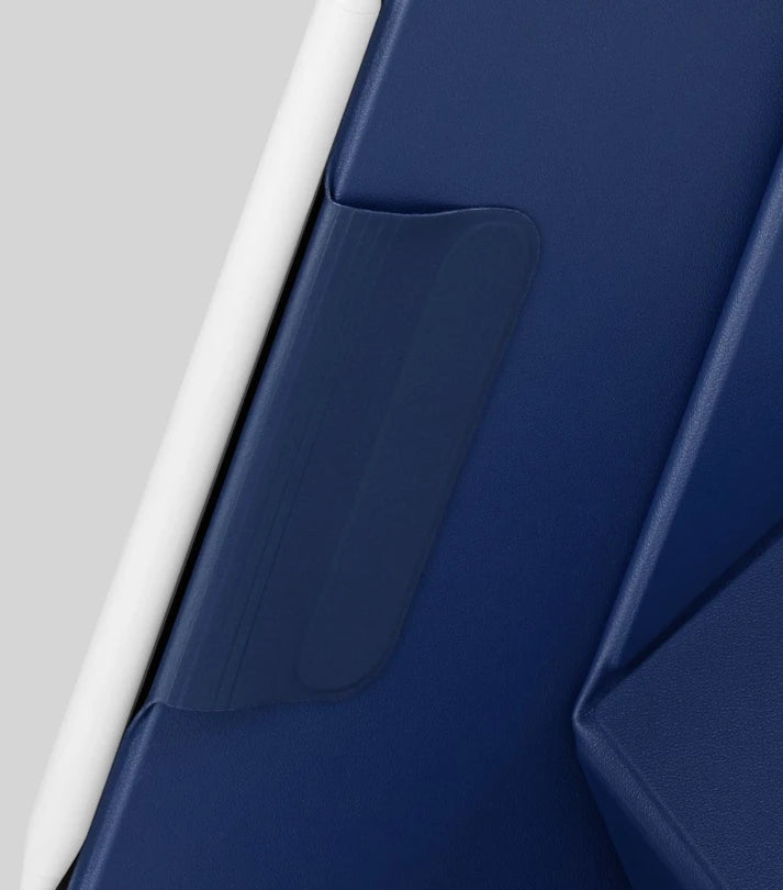 Attached to the back to keep the folio clean and neat.